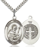 St. Benedict Sterling Silver on 24" Chain