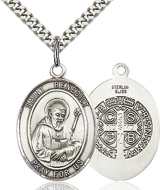 St. Benedict Sterling Silver on 24" Chain