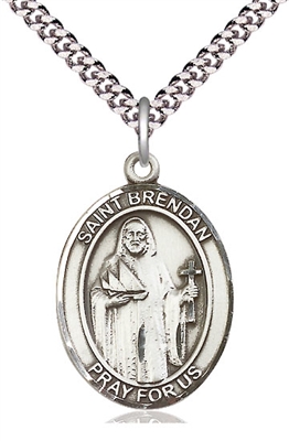 St. Brendan Sterling Silver on 24" Chain