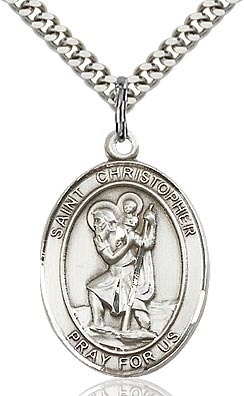 St Christopher Sterling Silver on 24" Chain