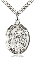 St. Joseph Sterling Silver on 24" Chain