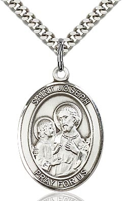 St. Joseph Sterling Silver on 24" Chain