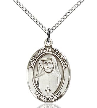St Maria Faustina Sterling Silver on 24" Chain