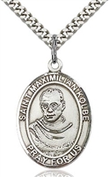 St Maximilian Kolbe Sterling Silver on 24" Chain