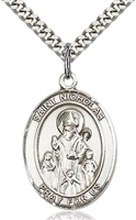 St Nicholas Sterling Silver on 24" Chain