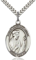 St. Thomas More Sterling Silver on 24" Chain