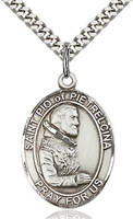 St Padre Pio Sterling Silver on 24" Chain
