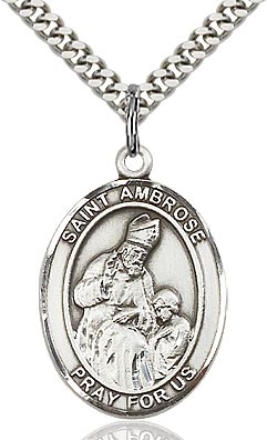St. Ambrose Sterling Silver on 24" Chain