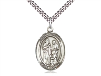 St Joachim Large Sterling Silver Medal 24" Chain