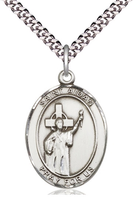 St. Aidan of Lindesfarne Sterling Silver on 24" Chain