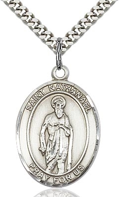 St Nathanael Sterling Silver on 24" Chain