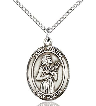 St. Agatha Sterling Silver on 18" Chain