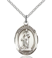 St. Barbara Sterling Silver on 18" Chain