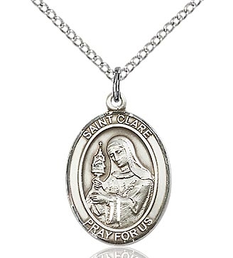 St. Clare of Assisi Sterling Silver on 18" Chain