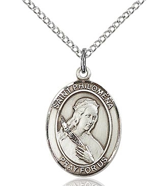 St Philomena Sterling Silver on 18" Chain