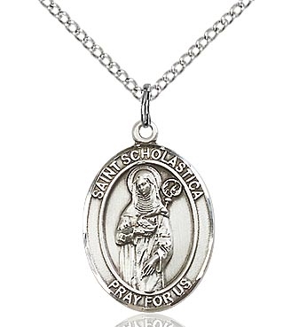 St. Scholastica Sterling Silver on 18" Chain