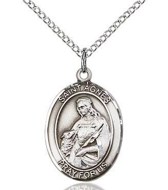 St. Agnes Sterling Silver on 18" Chain