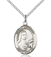 St. Therese of Lisieux Sterling Silver on 18" Chain