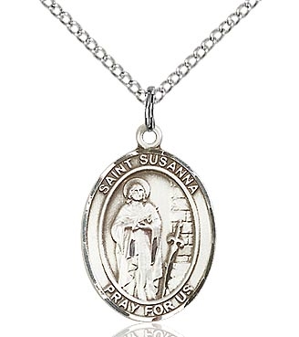 St. Susanna Sterling Silver on 18" Chain