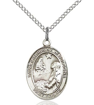 St. Catherine of Bologna Sterling Silver on 18" Chain