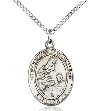 St. Margaret of Scotland Sterling Silver on 18" Chain