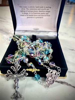 Sterling Silver Pastel Swarovski Rosary
