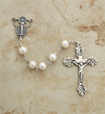 6mm freshwater Pearl sterling silver beaded rosary