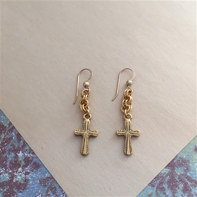 Gold Cross Earrings