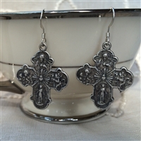 4 Way Silver Cross Earrings