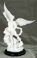 St Michael the Archangel- Hand- 10" White Inch Statue