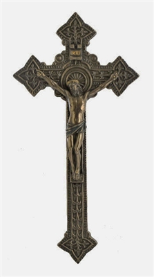 Crucifix 9" Bronze Ornate