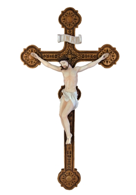 ORNATE HAND PAINTED 20" WALL CRUCIFIX