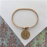Antique Miraculous Medal Gold Bangle