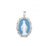 Light Blue Sterling Silver Miraculous Medal