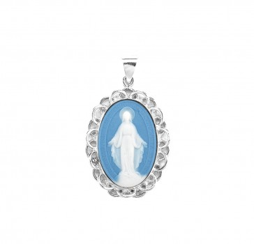 Light Blue Sterling Silver Miraculous Medal