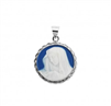Sterling Silver Dark Blue Our Lady of Sorrows Miraculous Medal