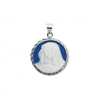 Sterling Silver Dark Blue Our Lady of Sorrows Miraculous Medal