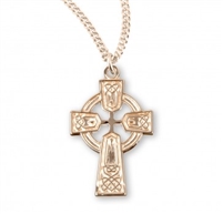 Gold Over Sterling Silver Irish Celtic Cross 18" Chain