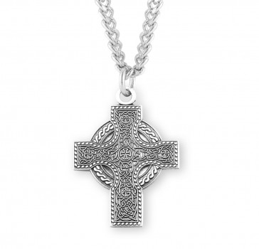 Sterling Silver Irish Celtic Cross 24" Chain