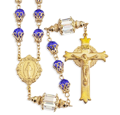 Cobalt Blue Brass Antique Rosary