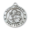 Sterling Silver 1" Round  St. Joseph Medal on  a  24" Chain