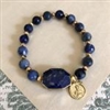 Lapis Stretch Sacred Heart Bracelet