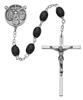 6X8MM Black Wood Sterling Silver Rosary