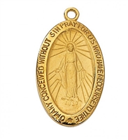 Miraculous Medal Gold/Sterling  18" chain