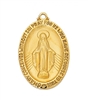 Miraculous Medal 1 3/8" Oval Gold/Sterling on 24" Chain