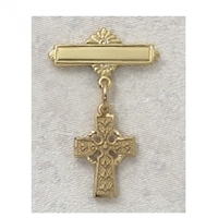 Celtic cross Baby Pin gold over sterling silver