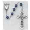 7MM Blue Glass Sterling Silver Rosary