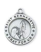 St Bernadette Sterling Silver on 18" Chain