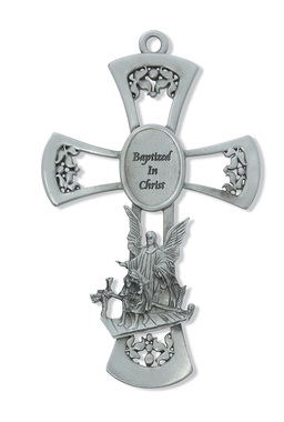 Pewter Guardian Angel Cross