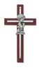 Baptism Baby 7" Wall Cross:  Baby Boy on Cherry Cross